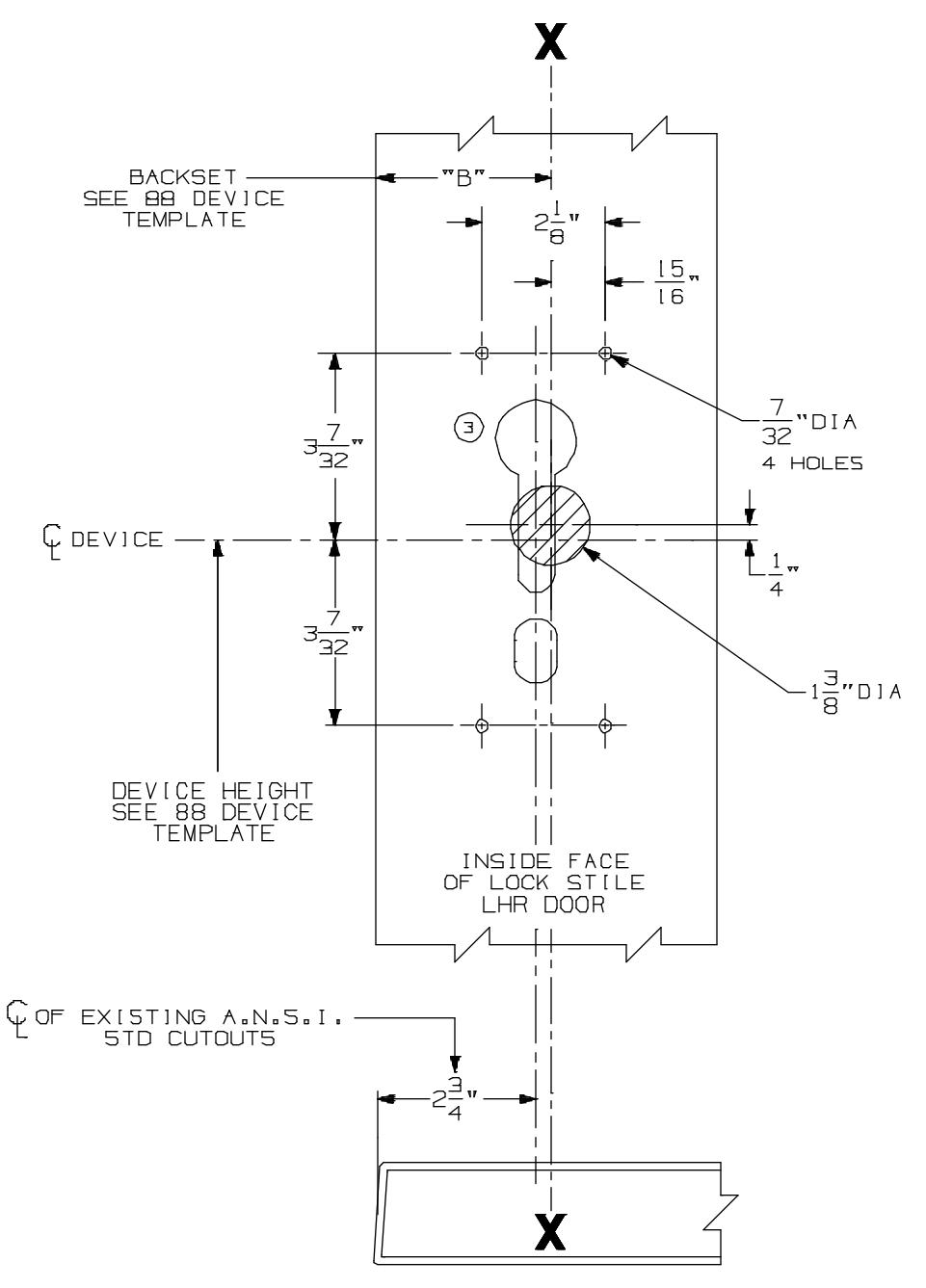 Von Duprin 88NL Rim Devices with 880 Trim for Type 86 Template image on page 1