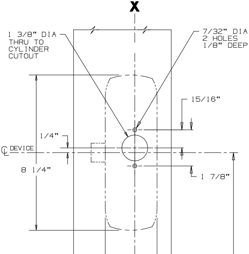Von Duprin 88NL Rim Exit Device For Wood Door Template image on page 1