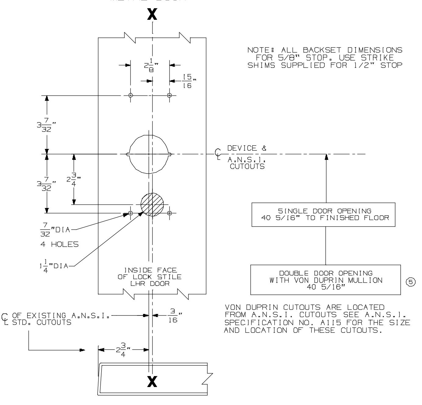 Von Duprin 88TP Rim Devices with 880 Trim for Type “86” Stock Hollow Metal Applications Template diagram on page 1