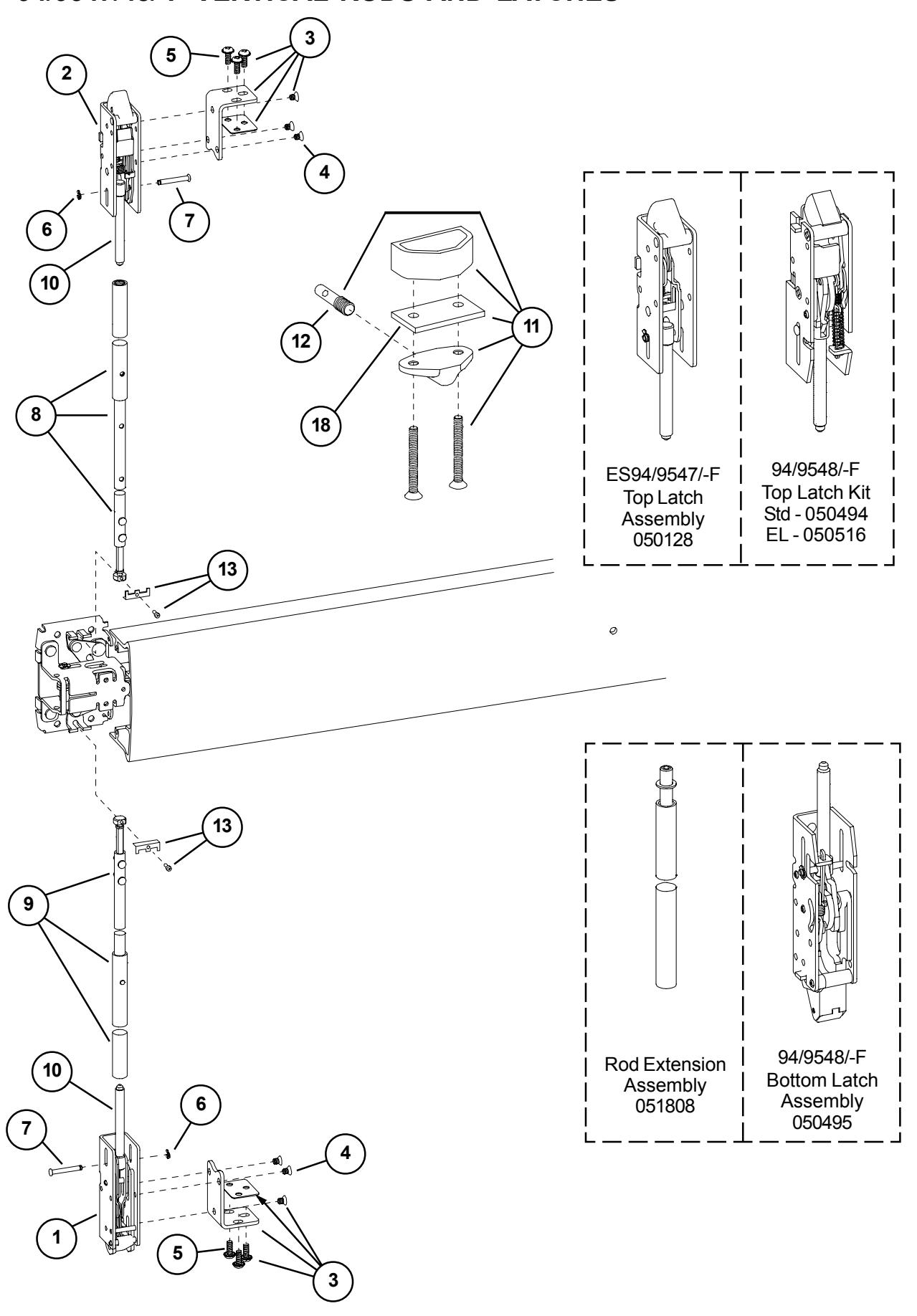 Von Duprin 94 9547 Series Recessed Exit Devices Parts Manual 108463 diagram on page 6