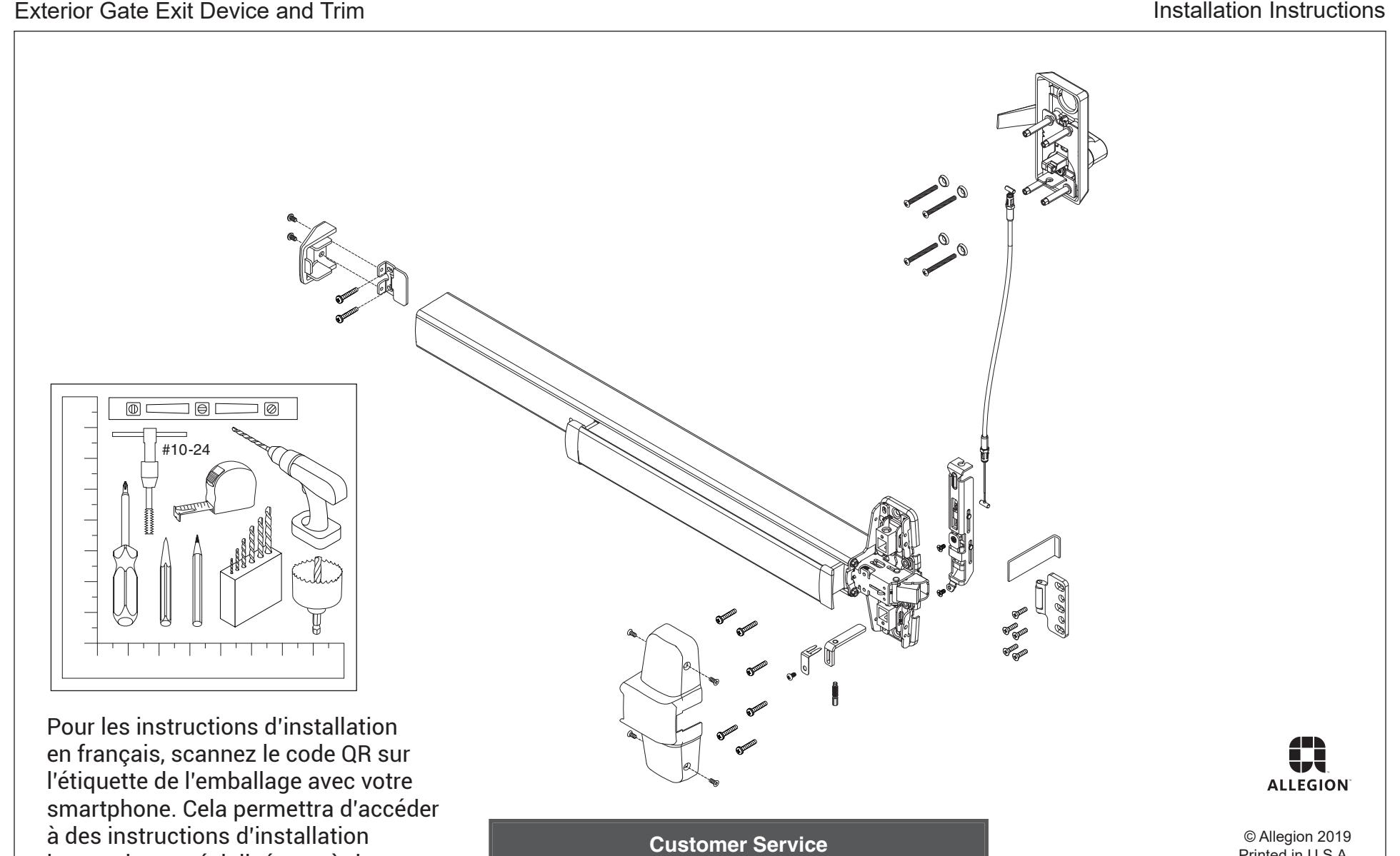 Von Duprin 98-9952 Exterior Gate Exit Device Installation Instructions diagram on page 2
