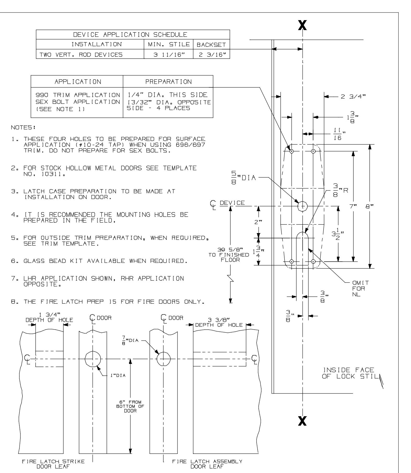 Von Duprin 9827-F-LBR,9927-F-LBR NL, TP, K, L Function Surface Vertical Rod Devices For Hollow Metal Applications Template di