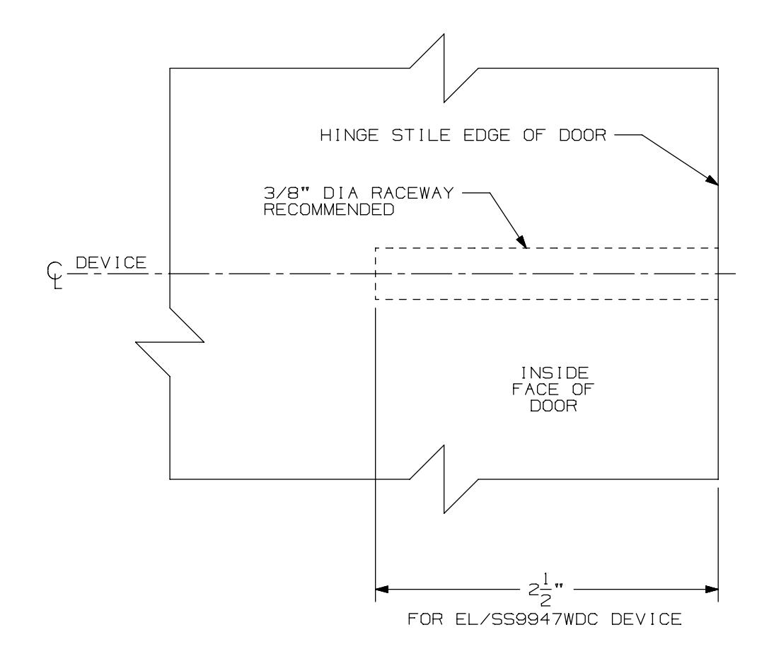 Von Duprin 9847WDC, 9947WDC Concealed Vertical Rod Hinge Stile Preparation For Wood Door Template diagram on page 1