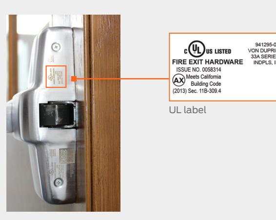 Von Duprin AX Data Sheet diagram on page 1