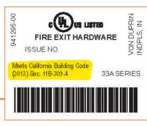 Von Duprin AX Quick Reference Card 110332 Data Sheet image on page 2