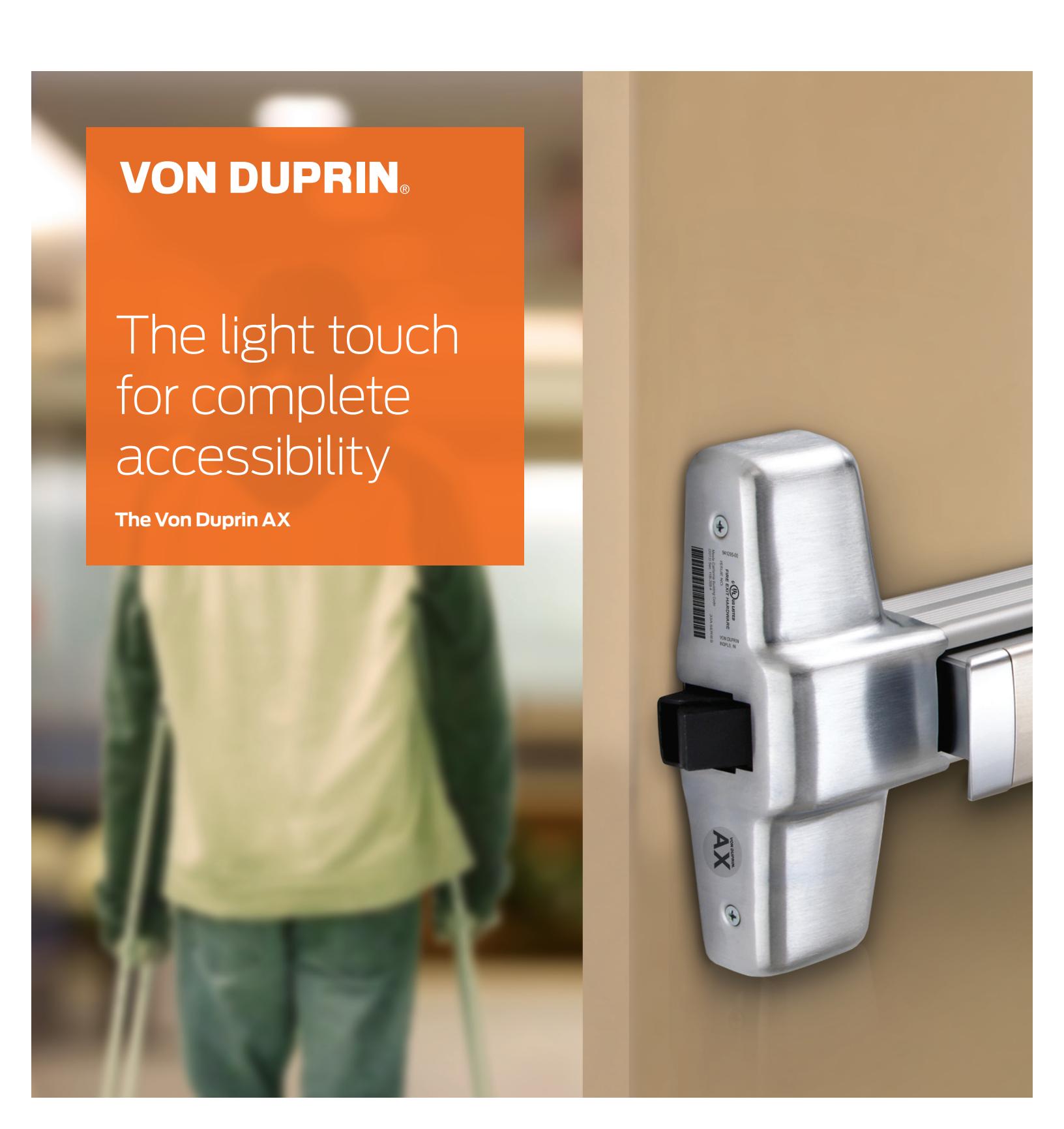 Von Duprin AX Sell Sheet diagram on page 1