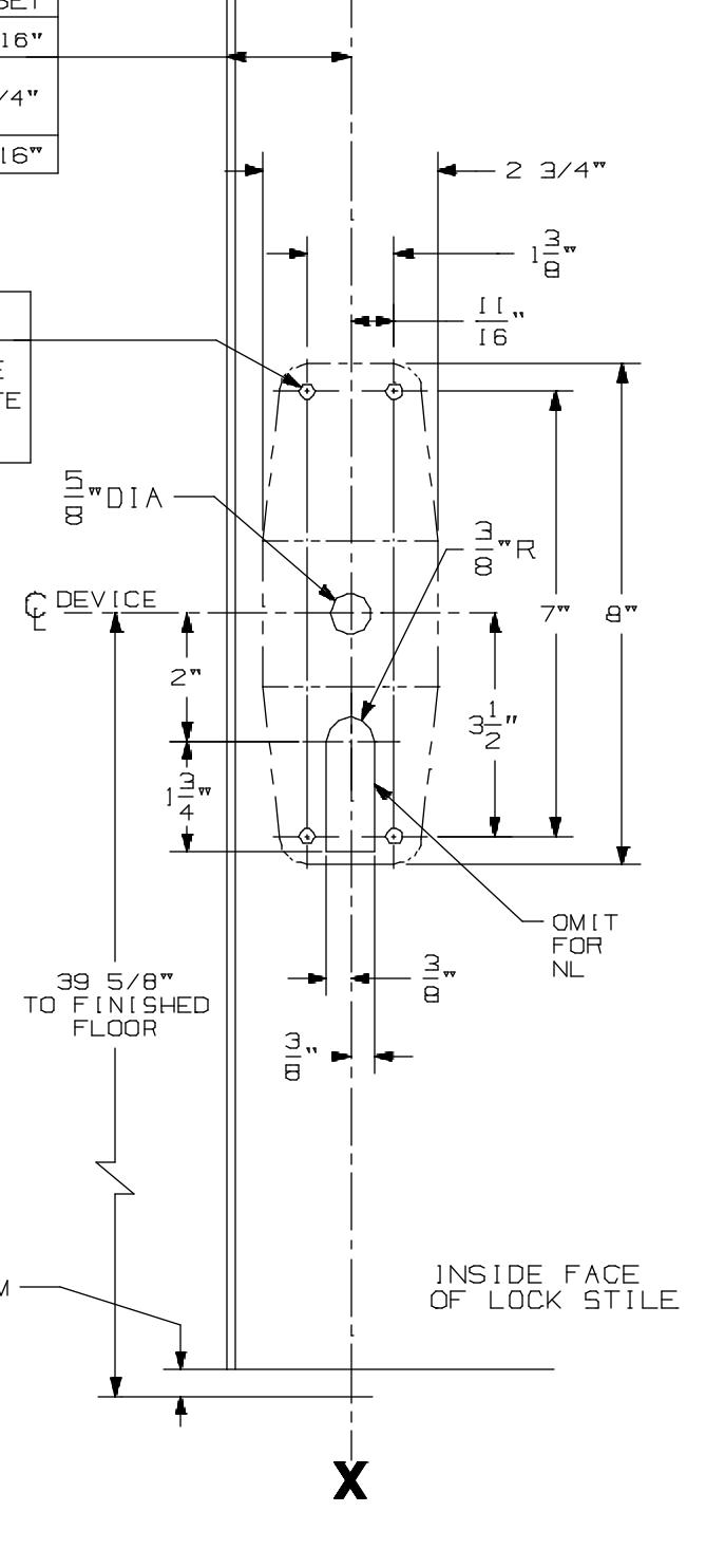 Von Duprin CX9827, CX9827-F, CX9927 and CX9927-F NL, NL-OP, K, L, TP Surface Vertical Rod Exit Device For Hollow Metal Applic