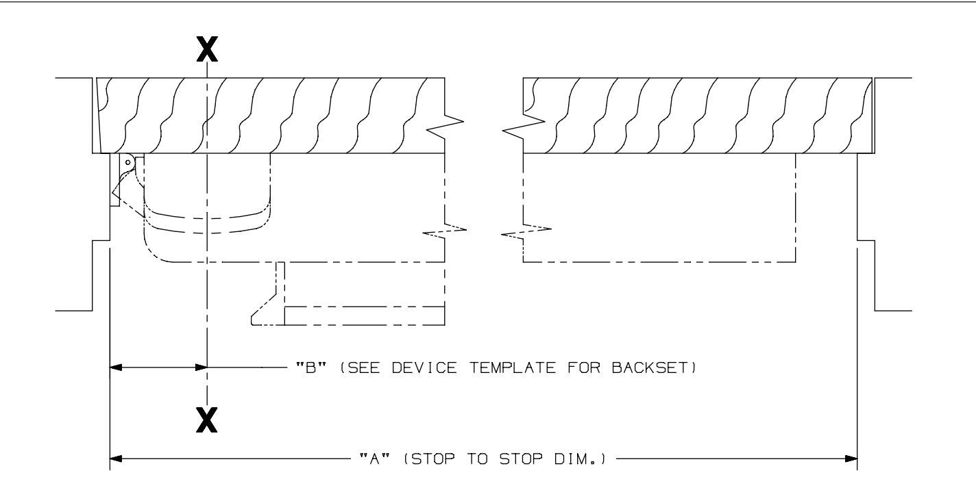 Von Duprin EL, SS, CX98 and 99 Series Rim Device Single Door Hinge Stile Preparation For Wood Door Template image on page 1