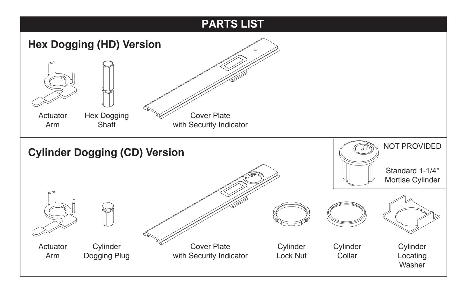 Von Duprin HD & CD Security Indicator Kit Installation Instruction 110838 diagram on page 1