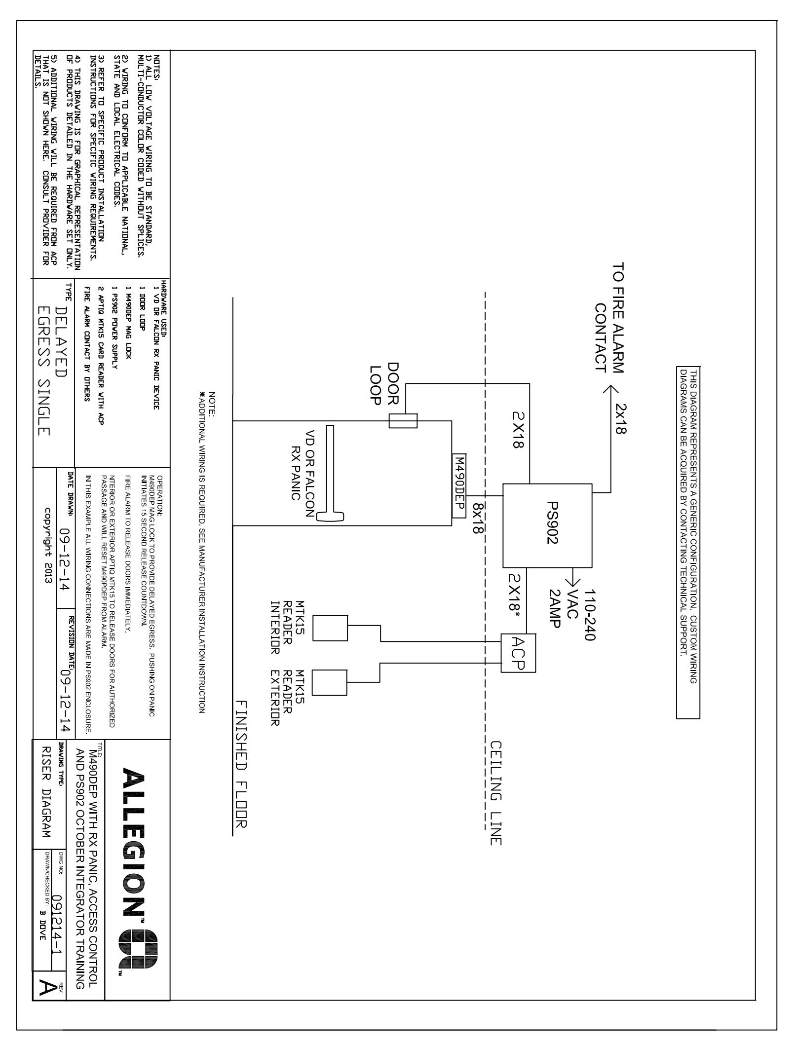 Von Duprin M490DE Riser Diagram 110597 diagram on page 1
